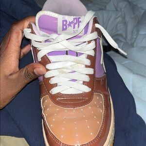 Bape Brown and Lavender Sneakers